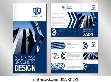 Business brochure template (A4 format) - modern office buildings/ skyscrapers.