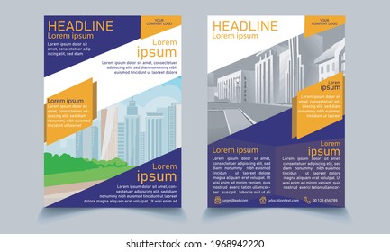 Business brochure template for annual report. Flyer and magazine, green layout abstract background,  business template A4.