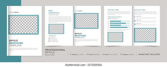 Plantilla de folleto de negocio en diseño de biplicidad. Folleto de diseño corporativo con forma de imagen reemplazable.