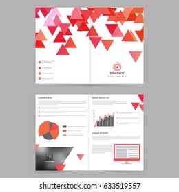 Business Brochure, Template design with abstract geometric triangles, statistical infographic elements and space for your image.