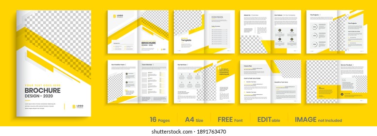 Business brochure template design, orange company profile template layout.