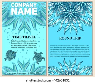 Business brochure template design. Vector flyer layout with elements Doodle magazine, cover, poster design. summer rest