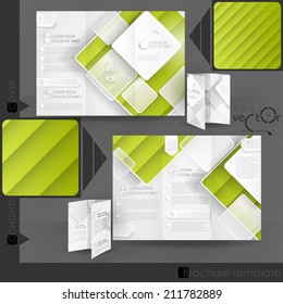 Business Brochure Template Design With White Square Elements. Vector Illustration. Eps 10.