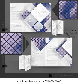 Business Brochure Template Design With White Square Elements. Vector Illustration. Eps 10.