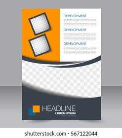 Business brochure template. Flyer design. Annual report cover. Booklet for education, advertisement, presentation, magazine page. a4 size vector illustration. Orange color