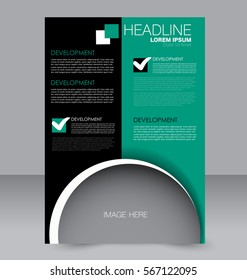 Business brochure template. Flyer design. Annual report cover. Booklet for education, advertisement, presentation, magazine page. a4 size vector illustration. Black and green color