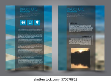 Business brochure template. Flyer design. Annual report coverÑ? Booklet for education, advertisement, presentation, magazine page. a4 size vector illustration. Blue color.