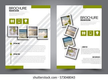 Business brochure template. Flyer design. Annual report cover. Booklet for education, advertisement, presentation, magazine page. a4 size vector illustration. Green color.