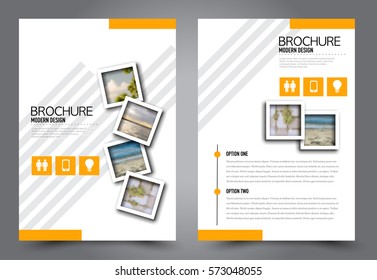 Business brochure template. Flyer design. Annual report cover. Booklet for education, advertisement, presentation, magazine page. a4 size vector illustration. Orange color.