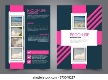 Business brochure template. Flyer design. Annual report cover. Booklet for education, advertisement, presentation, magazine page. a4 size vector illustration. Blue and pink color.