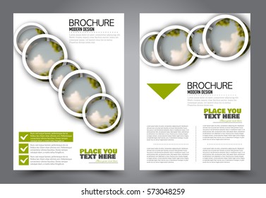 Business brochure template. Flyer design. Annual report cover. Booklet for education, advertisement, presentation, magazine page. a4 size vector illustration. Green color.