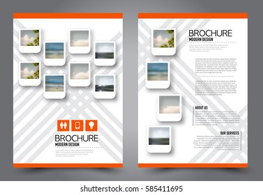 Business brochure template. Flyer design. Annual report cover. Booklet for education, advertisement, presentation, magazine page. a4 size vector illustration. Orange color