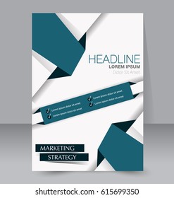 Business brochure template. Flyer design. Annual report cover. Booklet for education, advertisement, presentation, magazine page. a4 size vector illustration. Blue color.