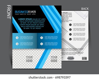 Business brochure template. Front and back page flyer design, leaflet for business presentations, magazine covers, posters, booklets, banners