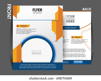 Business brochure template. Front and back page flyer design, leaflet for business presentations, magazine covers, posters, booklets, banners