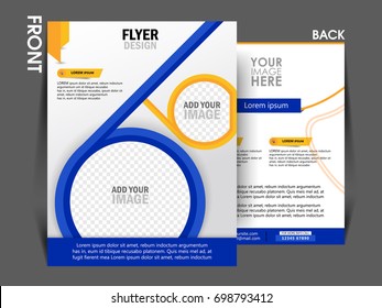 Business brochure template. Front and back page flyer design, leaflet for business presentations, magazine covers, posters, booklets, banners