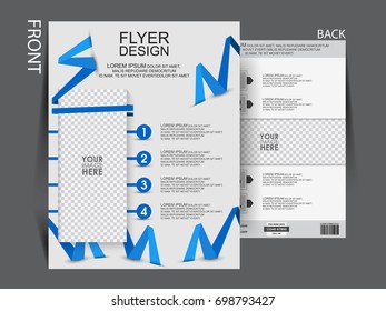 Business brochure template. Front and back page flyer design, leaflet for business presentations, magazine covers, posters, booklets, banners