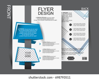Business brochure template. Front and back page flyer design, leaflet for business presentations, magazine covers, posters, booklets, banners