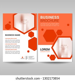 Business brochure template with hexagon shapes. Annual report cover design, flyer, magazine in A4