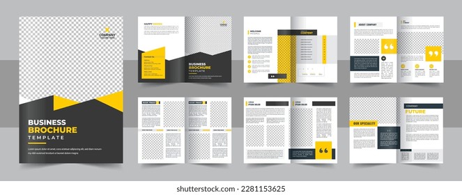 Business brochure template layout design, 12 page corporate brochure editable template layout, creative business brochure template, template layout design with cover page for company profile design