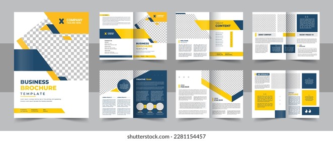 Business brochure template layout design, 12 page corporate brochure editable template. template layout design with cover page for company profile, annual report, brochures, flyers, presentation