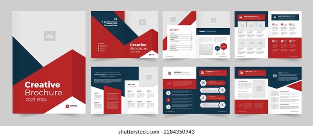 Business brochure template layout design, 12 page corporate brochure editable template layout, company profile template design. 