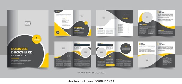 Business brochure template layout design, 12 page corporate brochure editable template layout, creative business brochure template