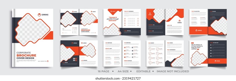 business brochure template layout design, 16 page corporate brochure editable template layout, minimal business brochure template design.