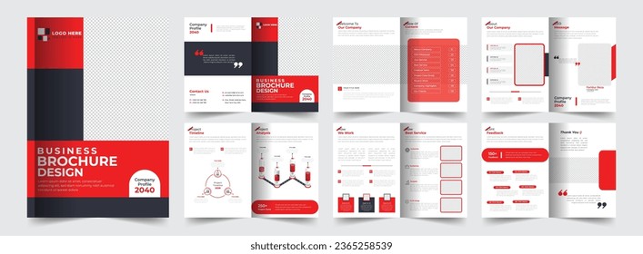 Business brochure template layout design, 12 page corporate brochure editable template layout, minimal business brochure template design.