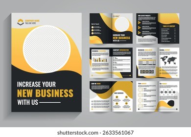 Business brochure template layout design, Modern and Creative 12 page  bi fold Business Brochure Template