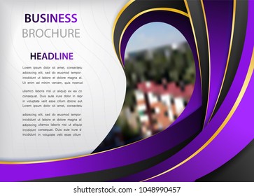 Business brochure template or magazine cover design with place for company picture. Can be used on flyers, banners, web, brochure or presentation. Vector brochure of business work. EPS 10.