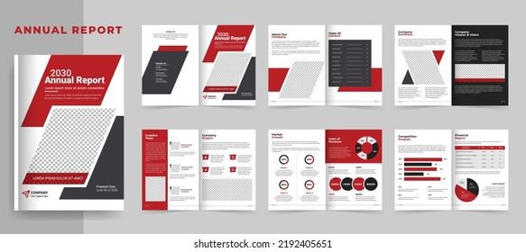 Plantilla de folleto comercial o diseño de informe anual rojo para el diseño de perfiles de empresa y folletos corporativos o folleto, infografía, propuesta comercial, presentación, gráficos