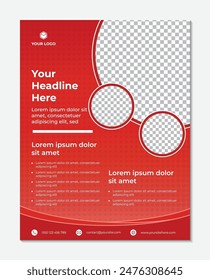 Plantilla de folleto de negocios patrón de círculo de diseño simple sobre fondo rojo minimalista, Plantilla de diseño de volante de negocios de Vector