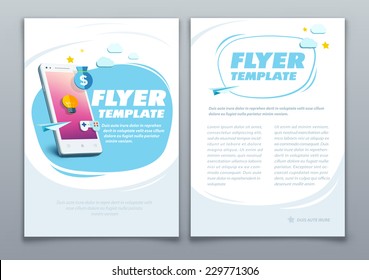 Business Brochure Template With Smartphone. Vector Background