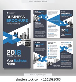 Business Brochure Template in Tri Fold Layout. Corporate Design Leaflet with replacable image.