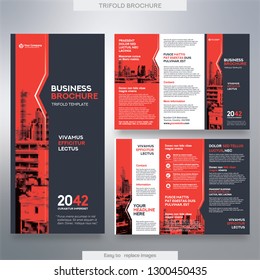 Business Brochure Template in Tri Fold Layout. Corporate Design Leaflet with replacable image.