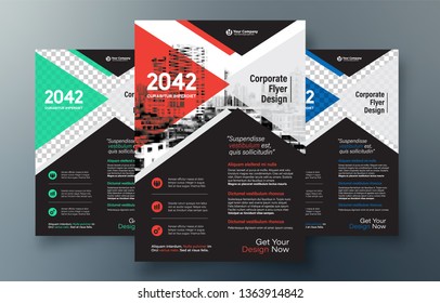 Business Brochure Template in Tri Fold Layout. Corporate Design Leaflet with replacable image.