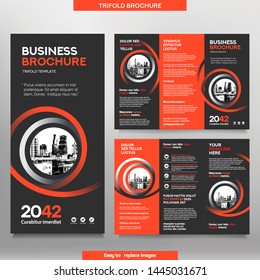 Business Brochure Template in Tri Fold Layout. Corporate Design Leaflet with replacable image.