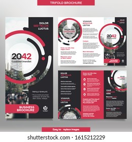 Business Brochure Template in Tri Fold Layout. Corporate Design Leaflet with replacable image.