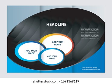 Business Brochure Template in Tri Fold Layout. Corporate Design Leaflet with replacable image