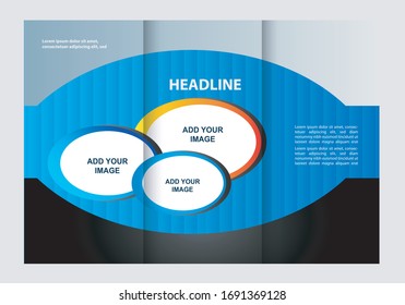Business Brochure Template in Tri Fold Layout. Corporate Design Leaflet with replacable image