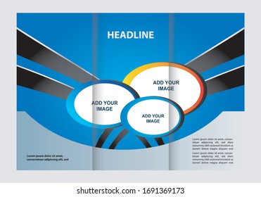 Business Brochure Template in Tri Fold Layout. Corporate Design Leaflet with replacable image