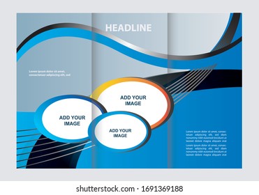 Business Brochure Template in Tri Fold Layout. Corporate Design Leaflet with replacable image