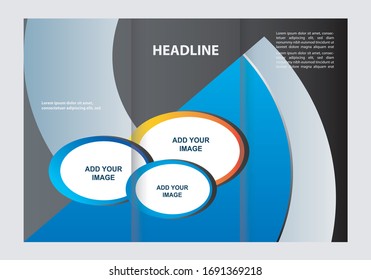 Business Brochure Template in Tri Fold Layout. Corporate Design Leaflet with replacable image