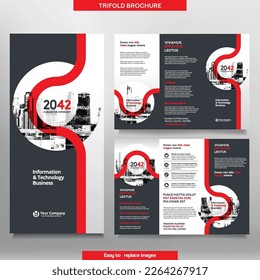 Business Brochure Template in Tri Fold Layout. Corporate Design Leaflet with replacable image.