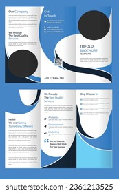 Business Brochure Template in Tri Fold Layout. Corporate Design Leaflet with replicable image