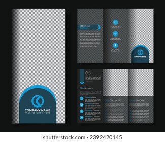 Business Brochure Template in Tri Fold Layout. Corporate Design Leaflet with replaceable image.