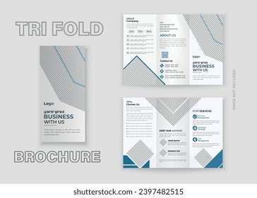 Business Brochure Template in Tri Fold Layout. Corporate Design Leaflet with replacable image.