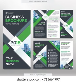 Business Brochure Template in Tri Fold Layout. Corporate Design Leaflet with replacable image.