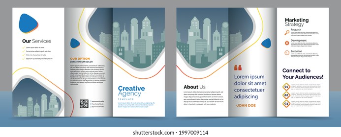 Business Brochure Template in TriFold Layout. Corporate Design Leaflet with replaceable image.
